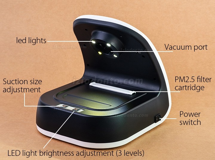 60W Aspirador de Bancada para Laboratório Dentário Portátil com luz led